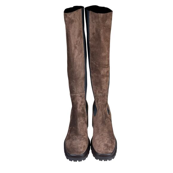 NEW Steve Madden Brown Suede Tall Platform Block Heel Boots sz 11 - Picture 7 of 14